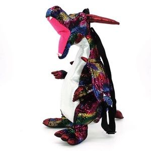 Dragon back pack - rainbow sparkly dragon!